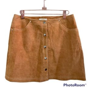 Forever 21 Tan Suede Leather Pigskin Button Front Skirt 29